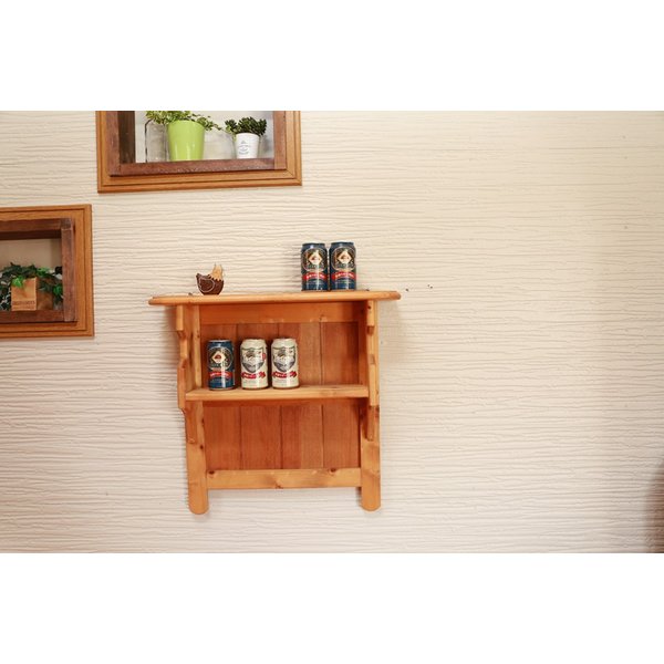 onePLUS /木製 カントリー棚 壁掛け 飾り棚 ウォールシェルフ 2段ラック
